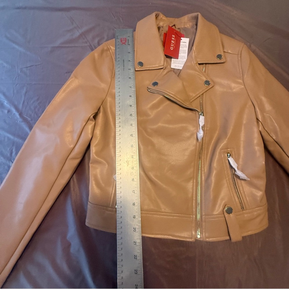 NWT Guess Camel Vegan Leather Jacket for Women Size Small - Picture 7 of 8